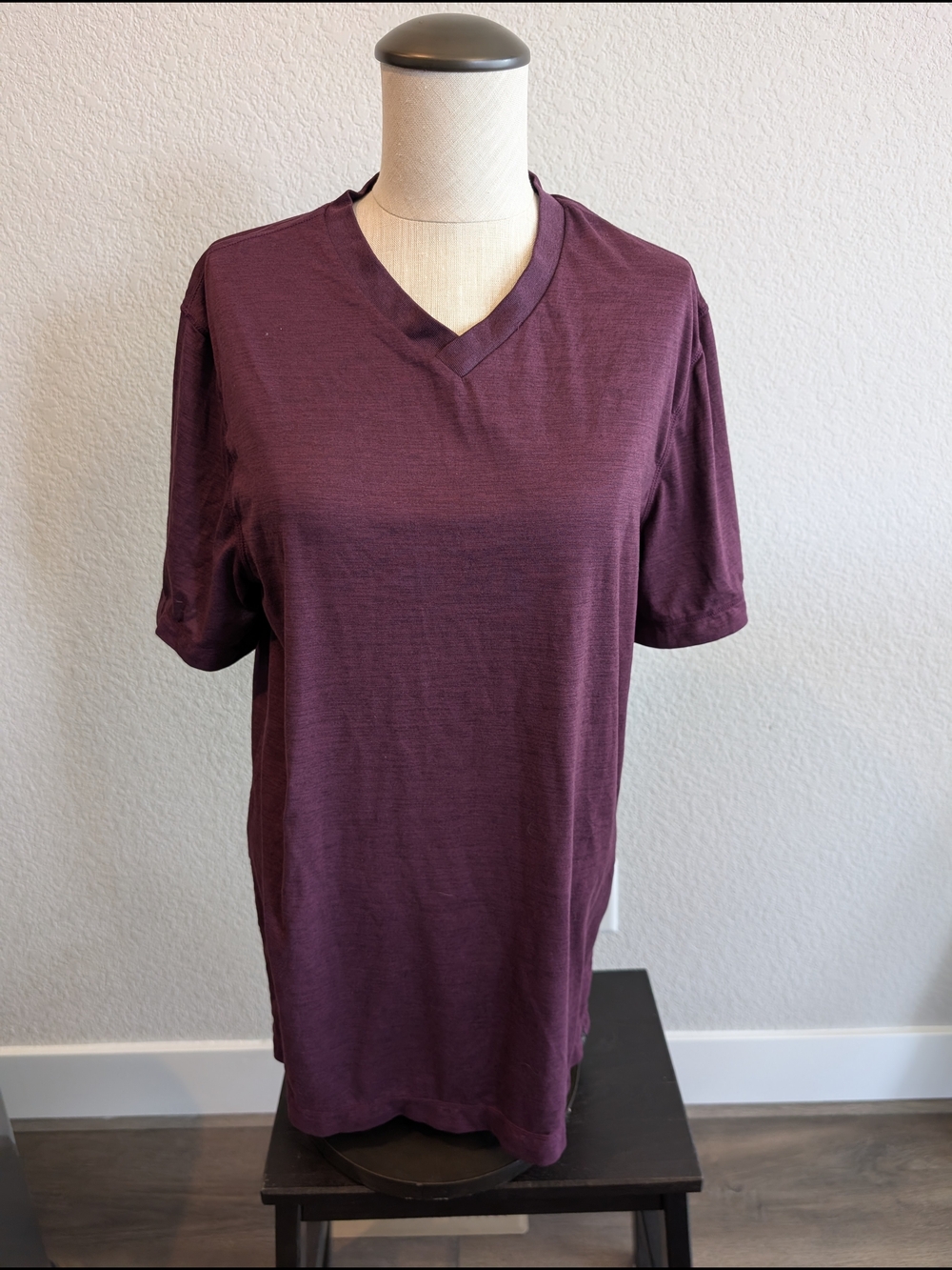 Gaiam V-Neck Short Sleeve Activewear Sporty Tee Sz M in Plum